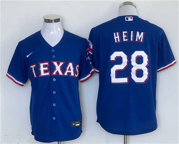 Mens Texas Rangers #28 Jonah Heim Royal With Patch Cool Base Stitched Jersey